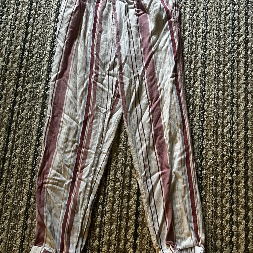 American Eagle Outfitters Red and White Striped Pants